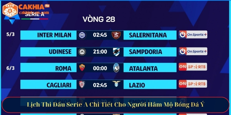 Lịch thi đấu Serie A